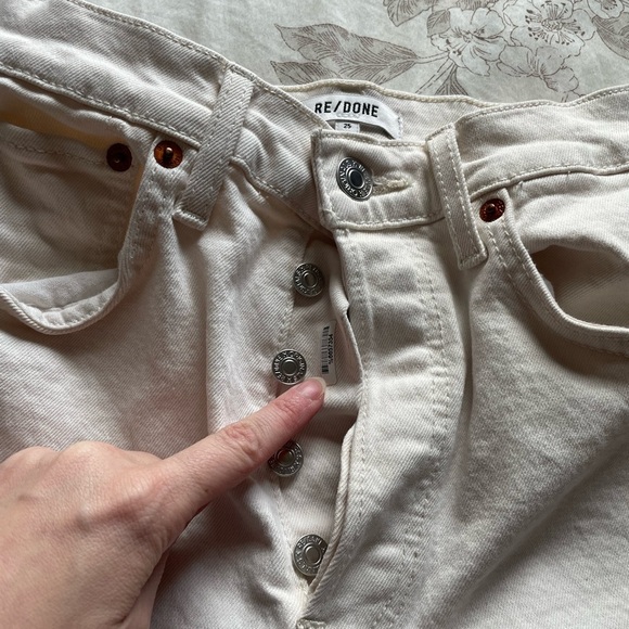 Re/Done 70s High Rise Skinny Boot Jeans 25 Vintage White Button Fly Minimalist - Picture 8 of 16